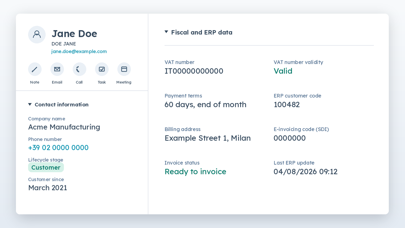Fiscal records and payment terms aligned
